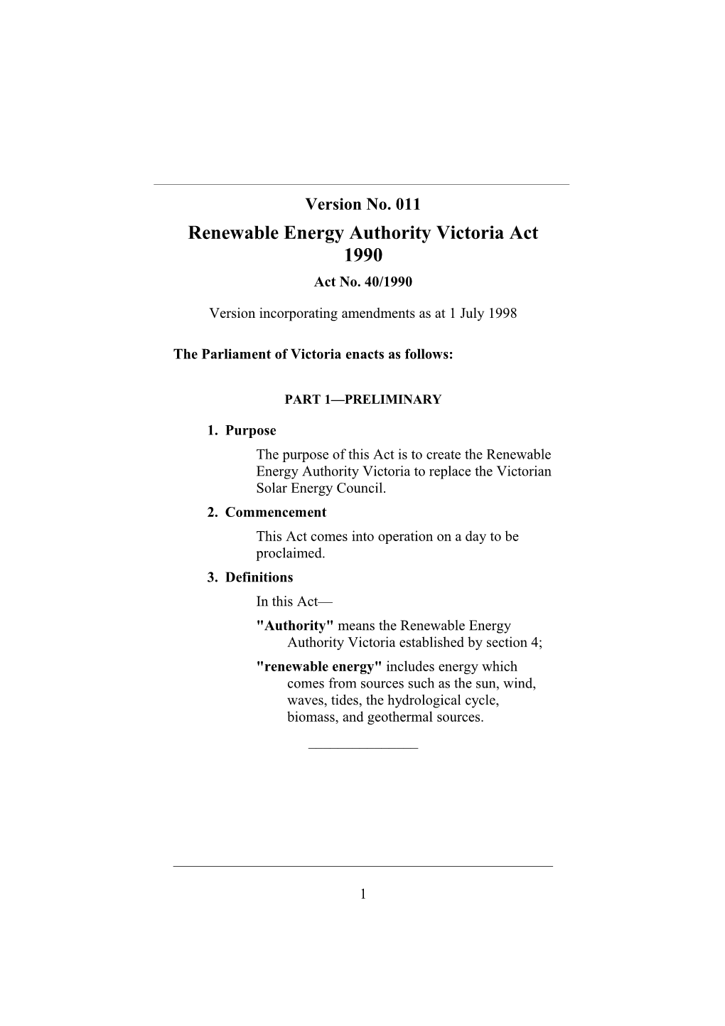 Renewable Energy Authority Victoria Act 1990