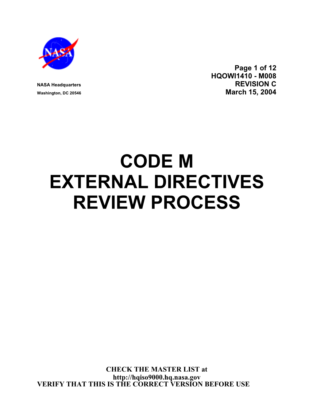 External Directives Review Process