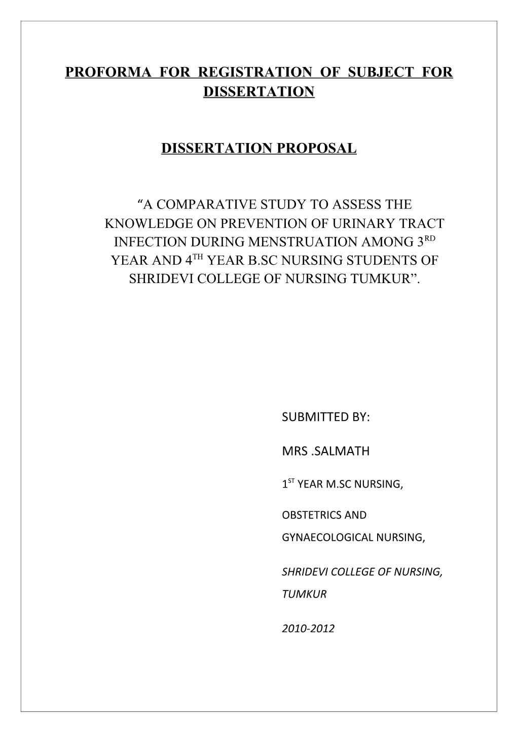 Proforma for Registration of Subject for Dissertation s5