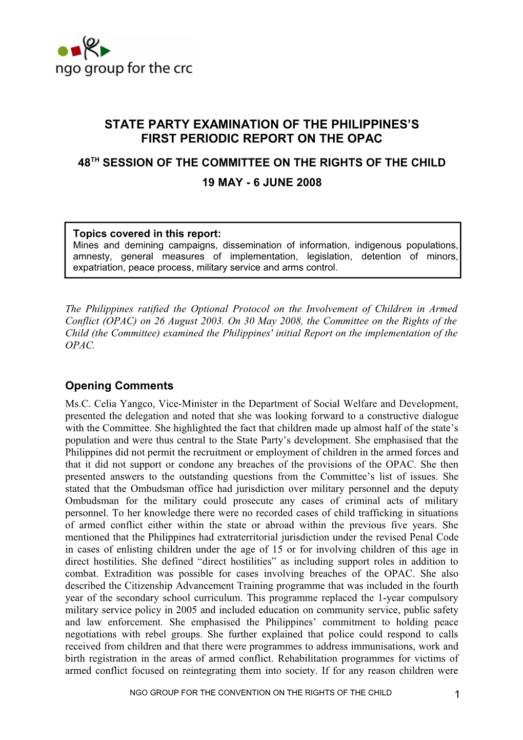 State Party Examination of the Philippines S