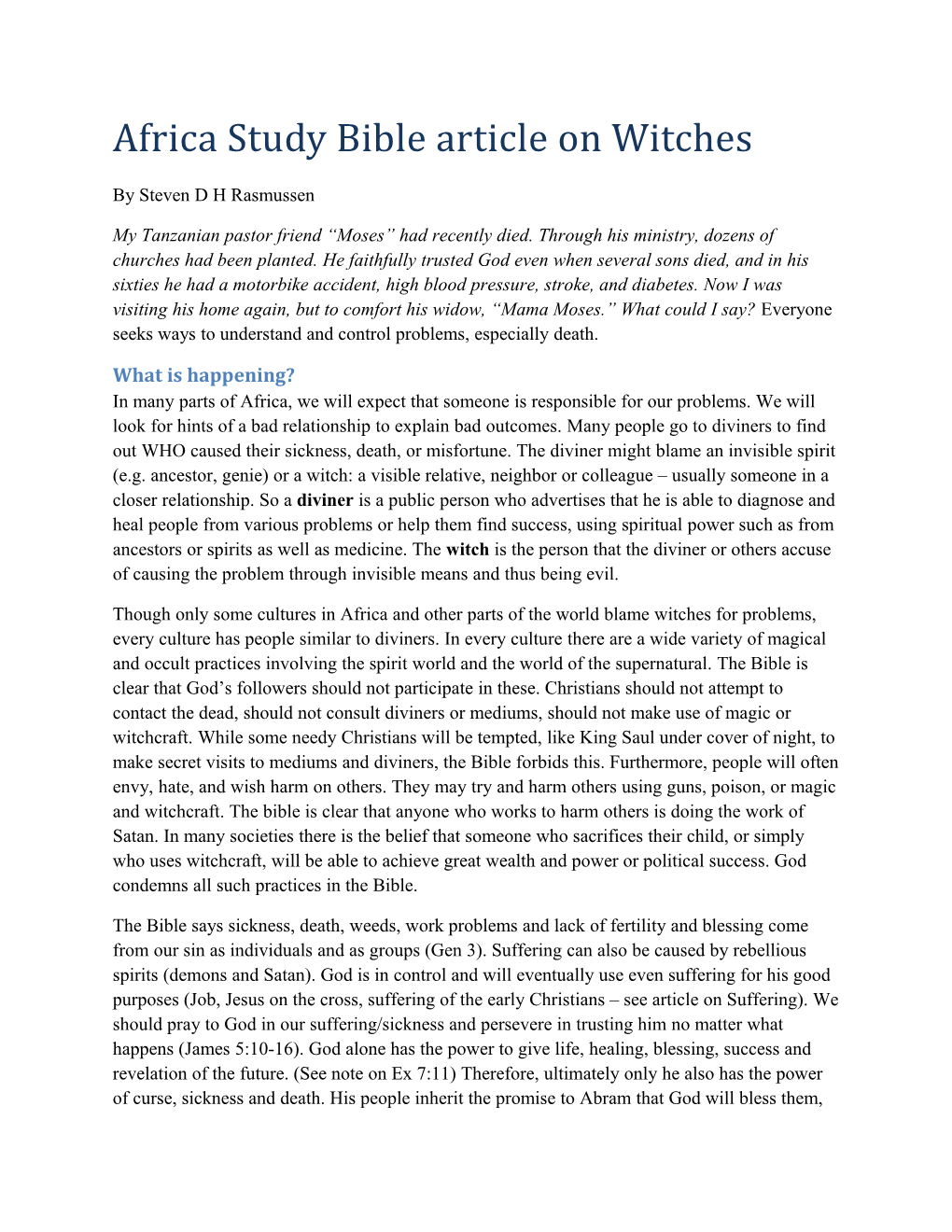 Africa Study Bible Article on Witches