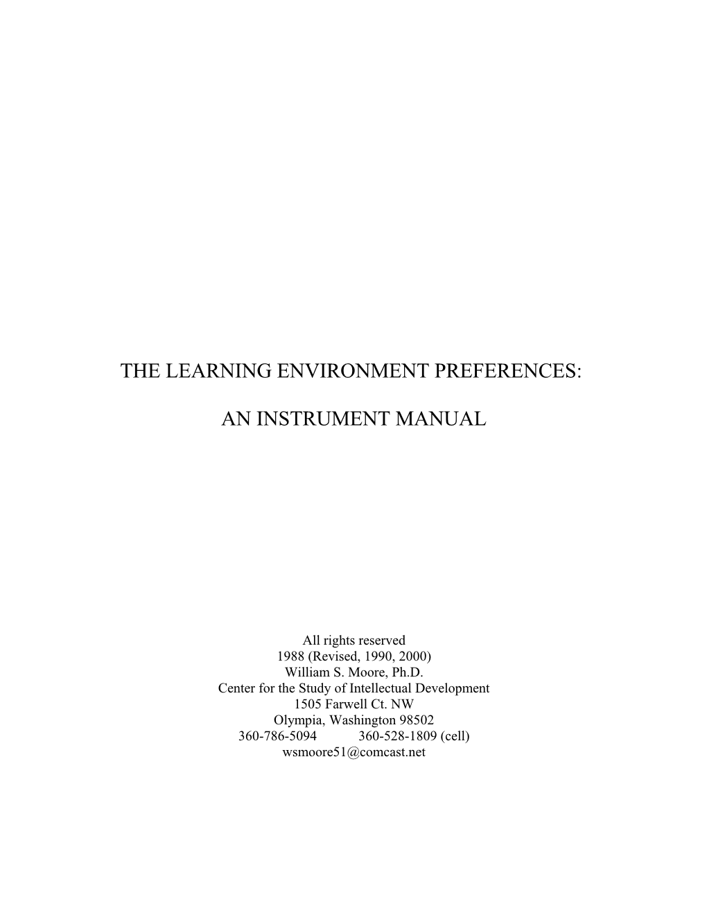 The Learning Environment Preferences: