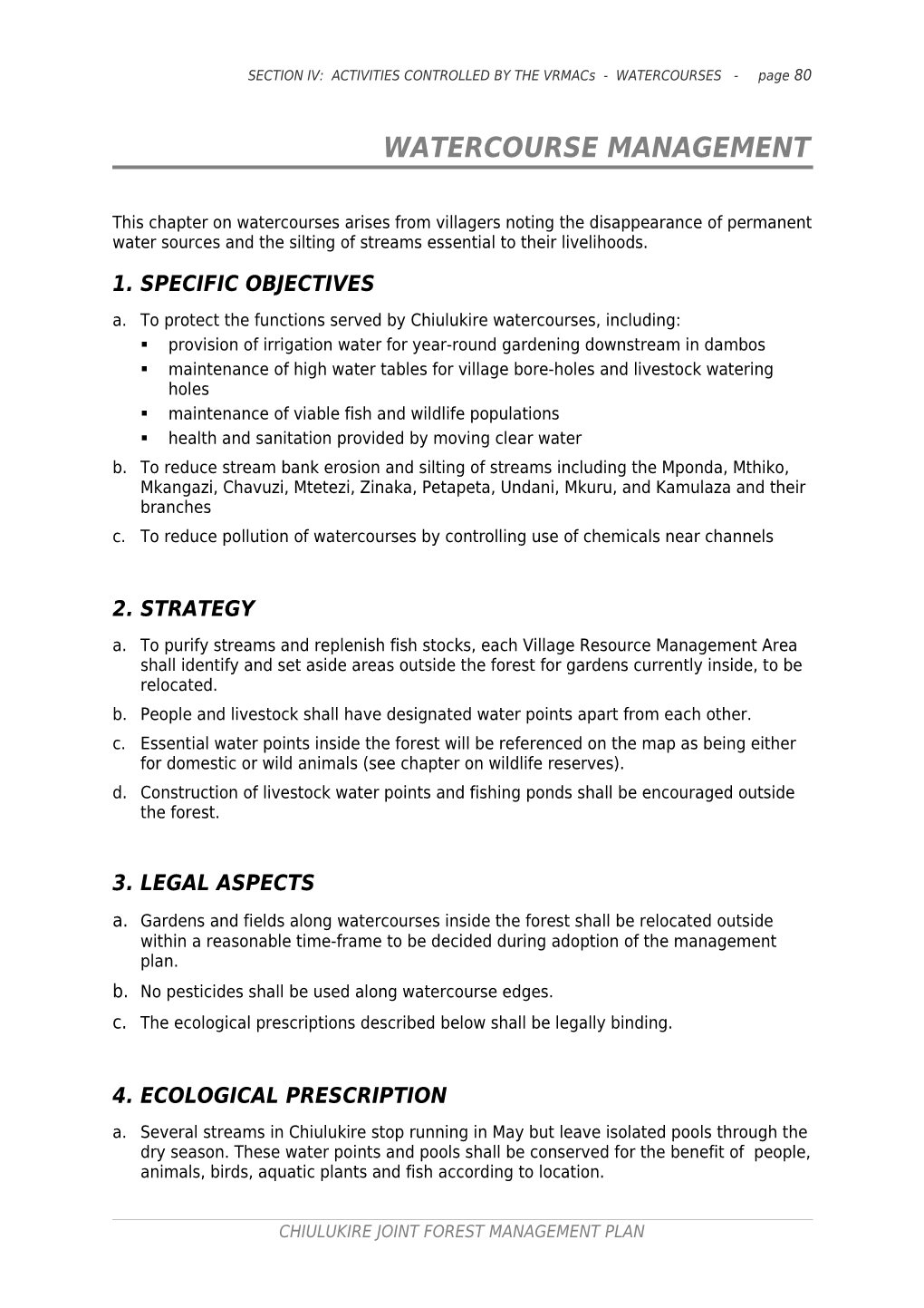 SECTION IV: ACTIVITIES CONTROLLED by the Vrmacs - WATERCOURSES - Page 81