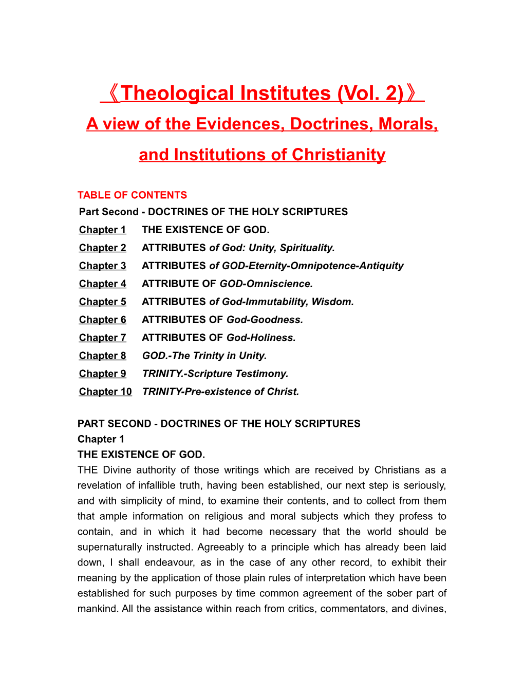 A View of the Evidences, Doctrines, Morals, and Institutions of Christianity