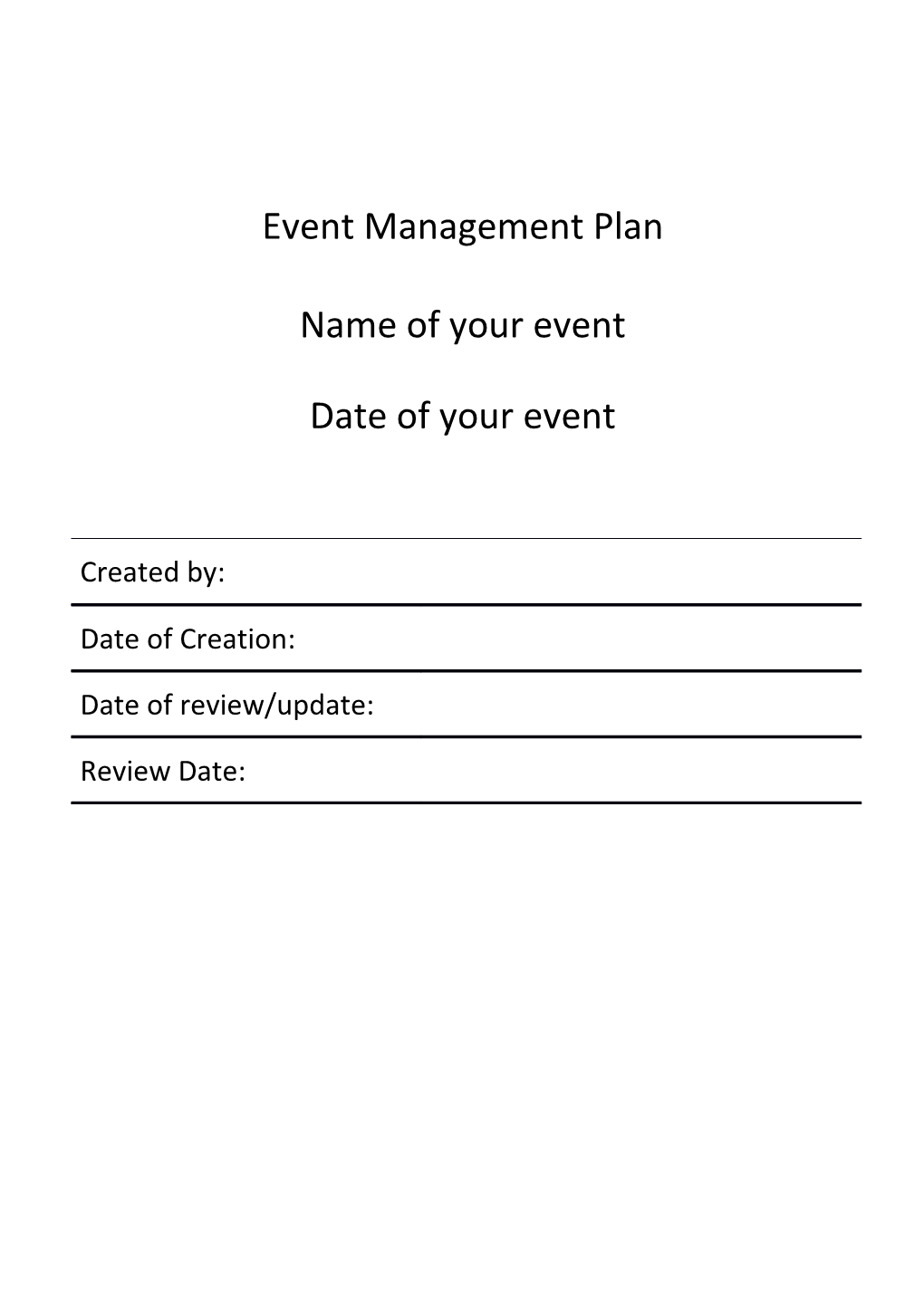 Event Management Plan