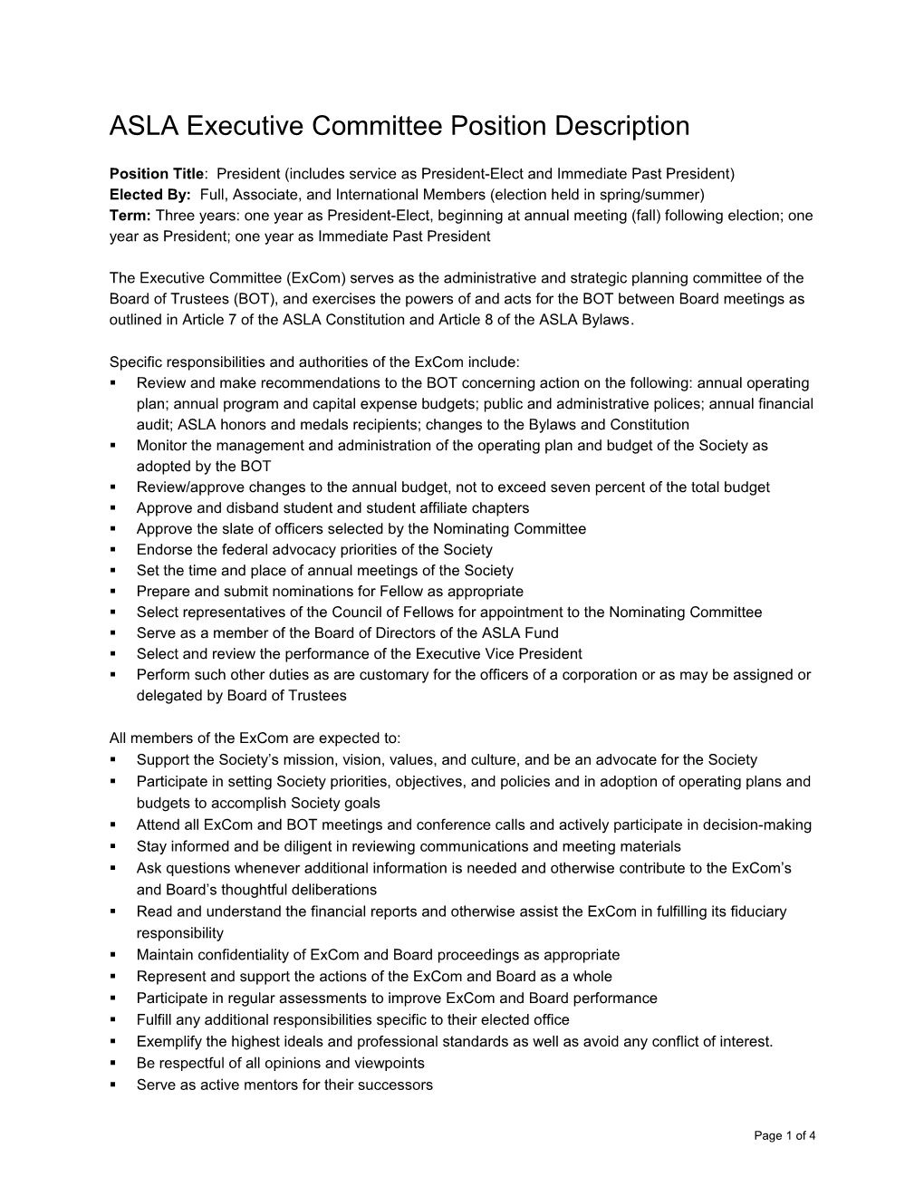 ASLA Executive Committee Position Description s1