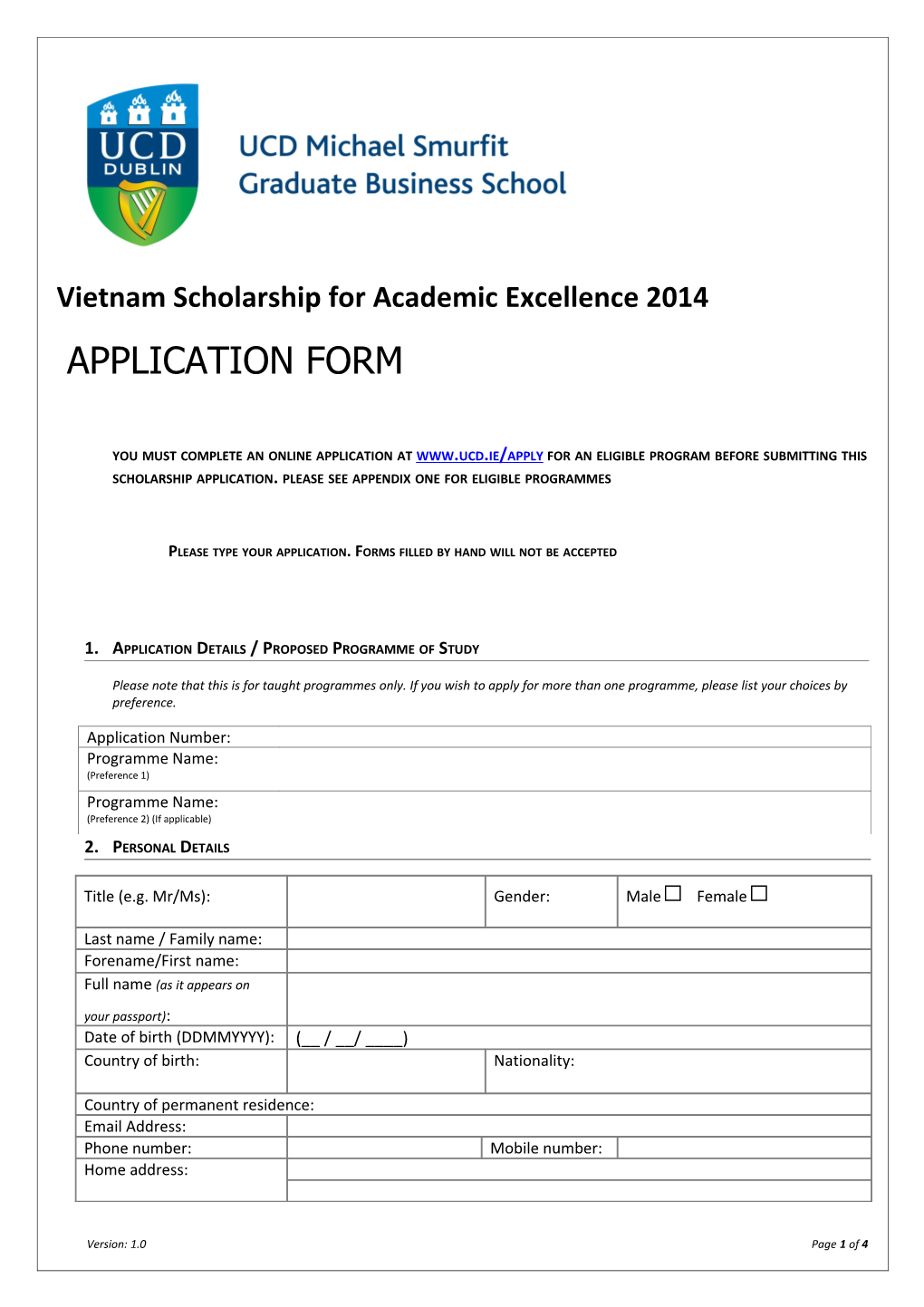 Vietnam Scholarship for Academic Excellence 2014