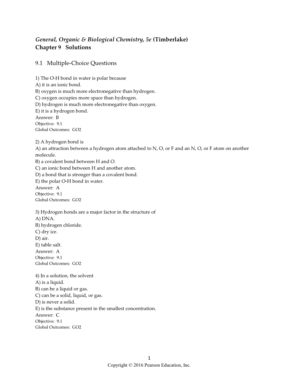 General, Organic & Biological Chemistry, 5E (Timberlake)