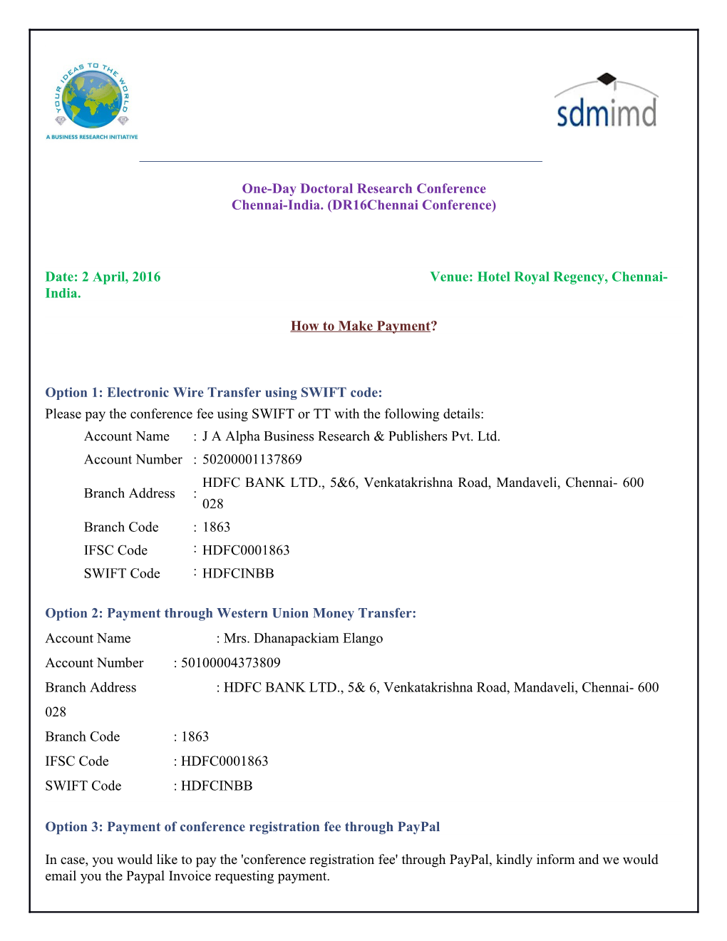 One-Day Doctoral Research Conference