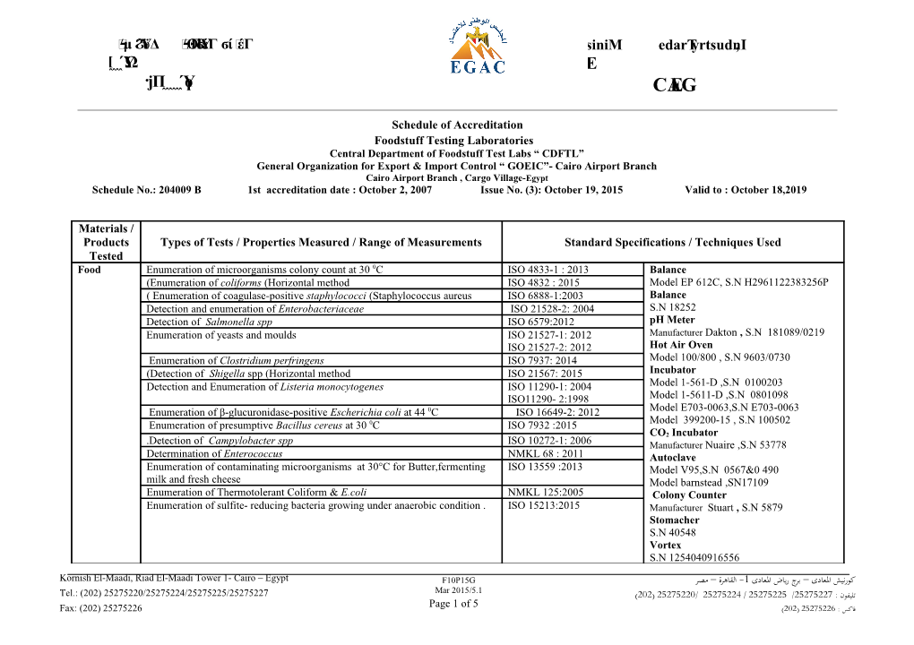 Scope of Accreditation of CLFF