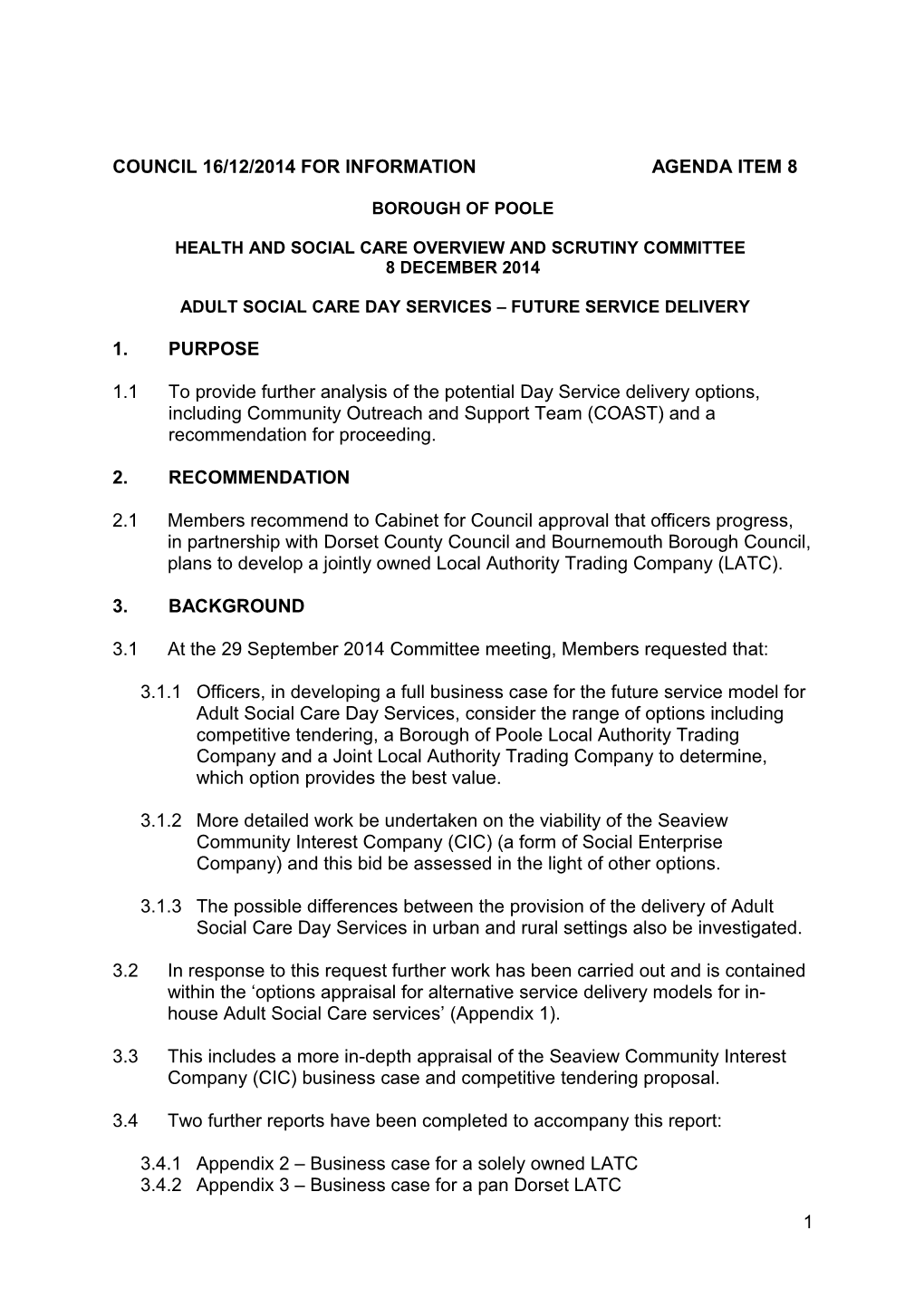 Council 16/12/2014 for Information Agenda Item 8