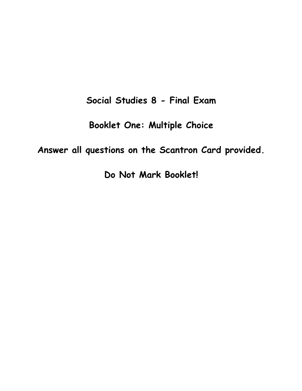 Social Studies 8 - Final Exam