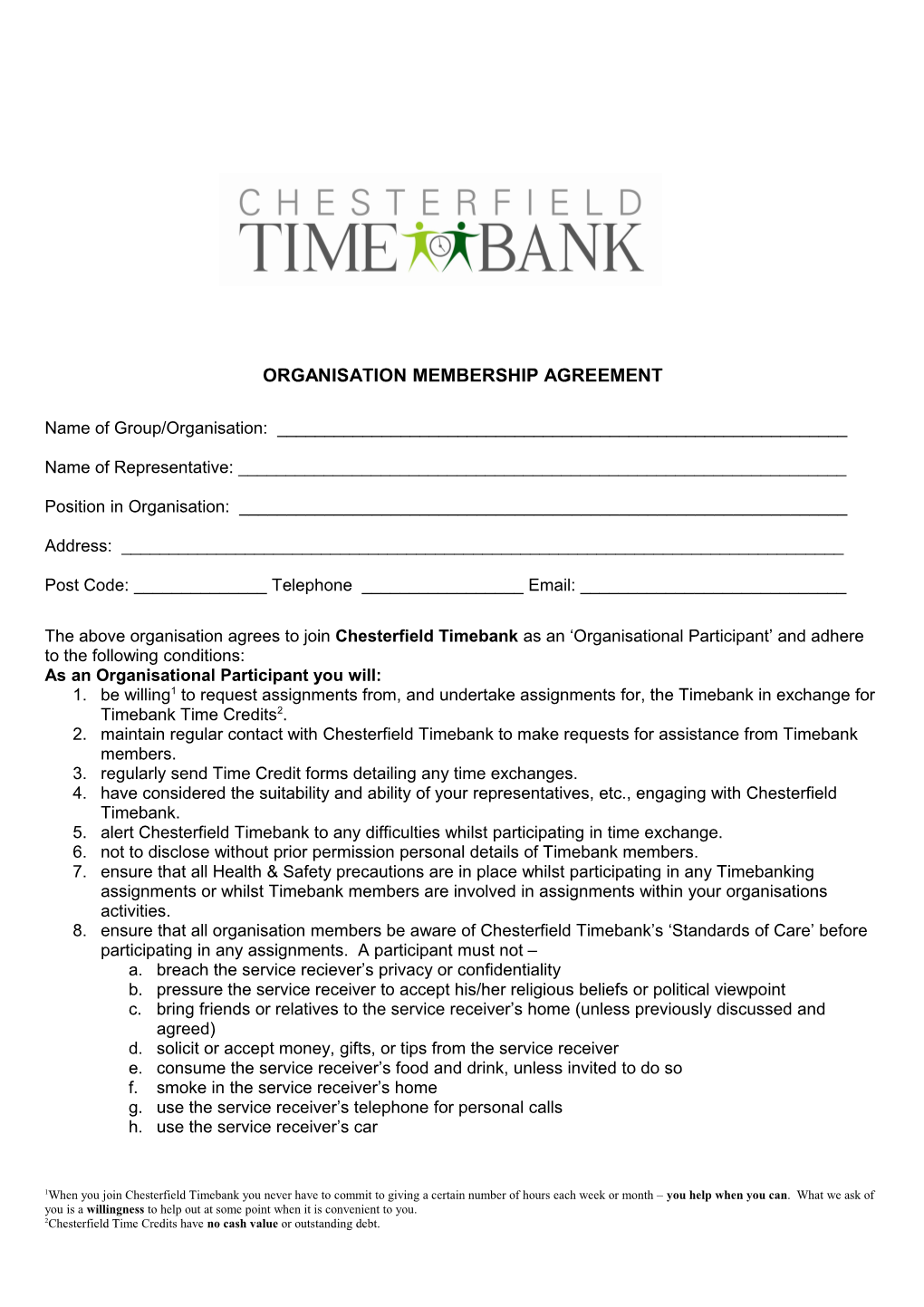 Organisation Membership Agreement
