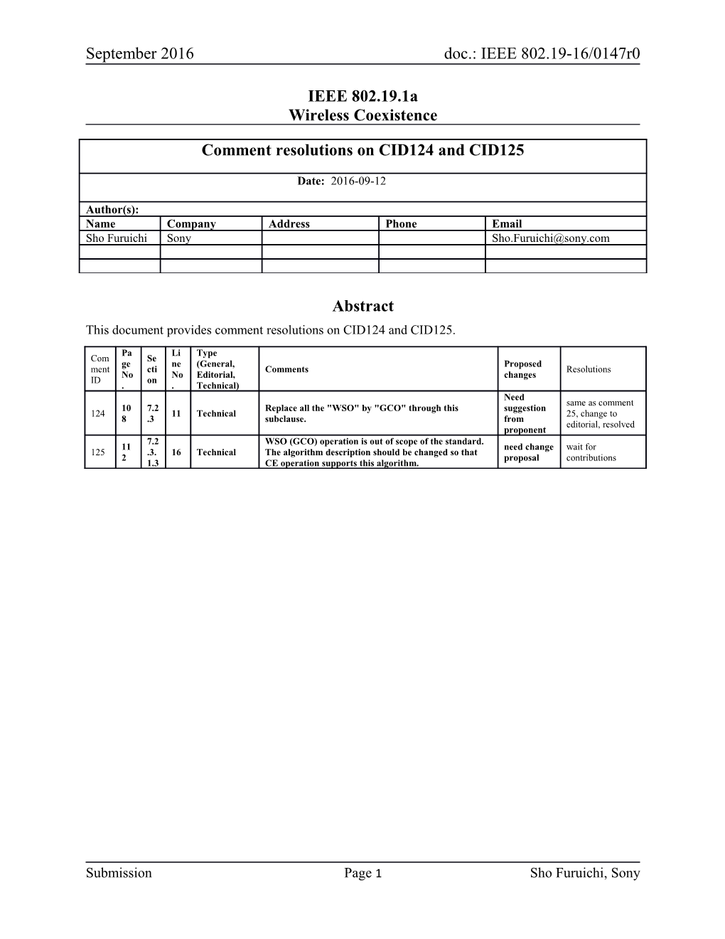 This Document Provides Comment Resolutions on CID124 and CID125