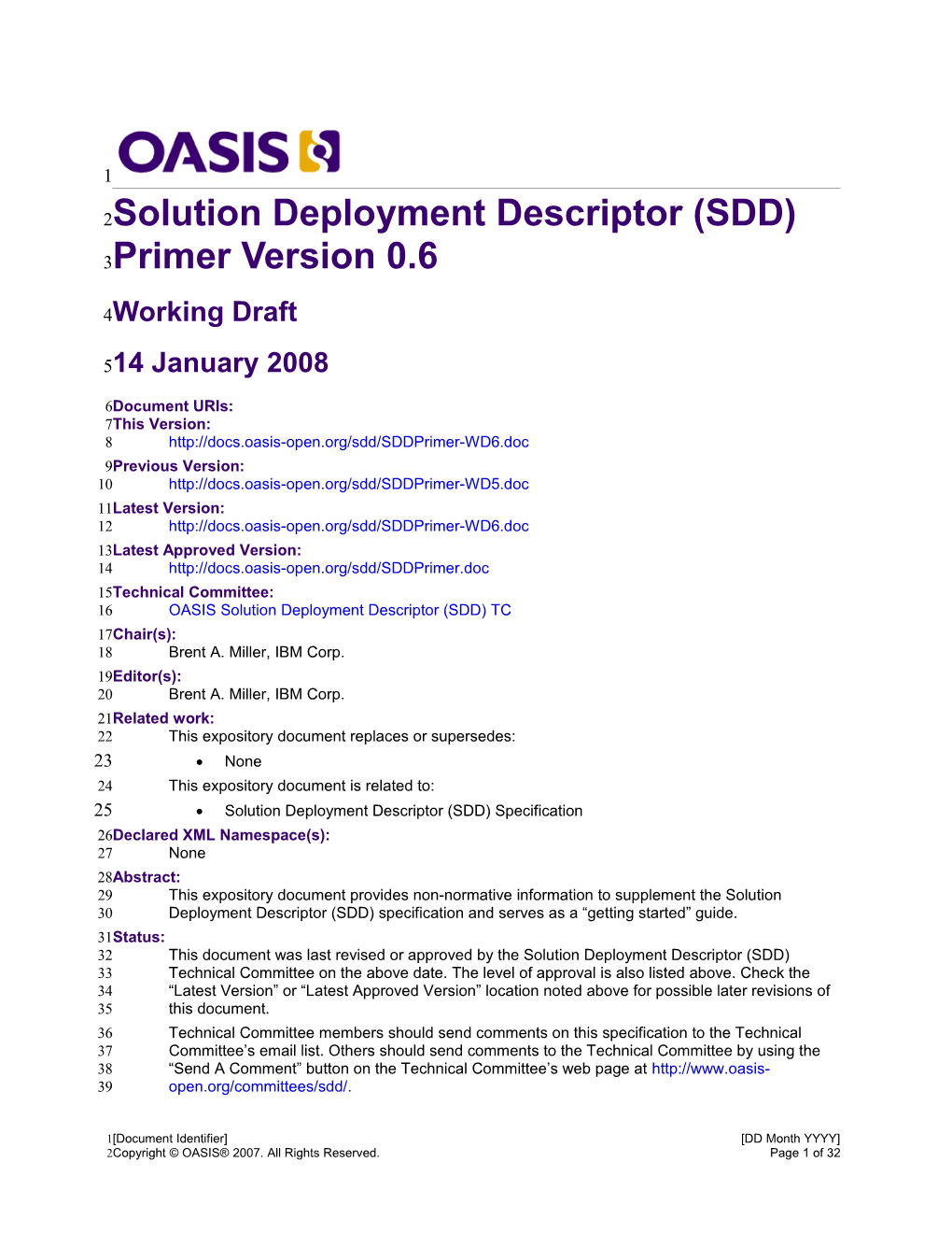 OASIS Solution Deployment Descriptor (SDD) Primer
