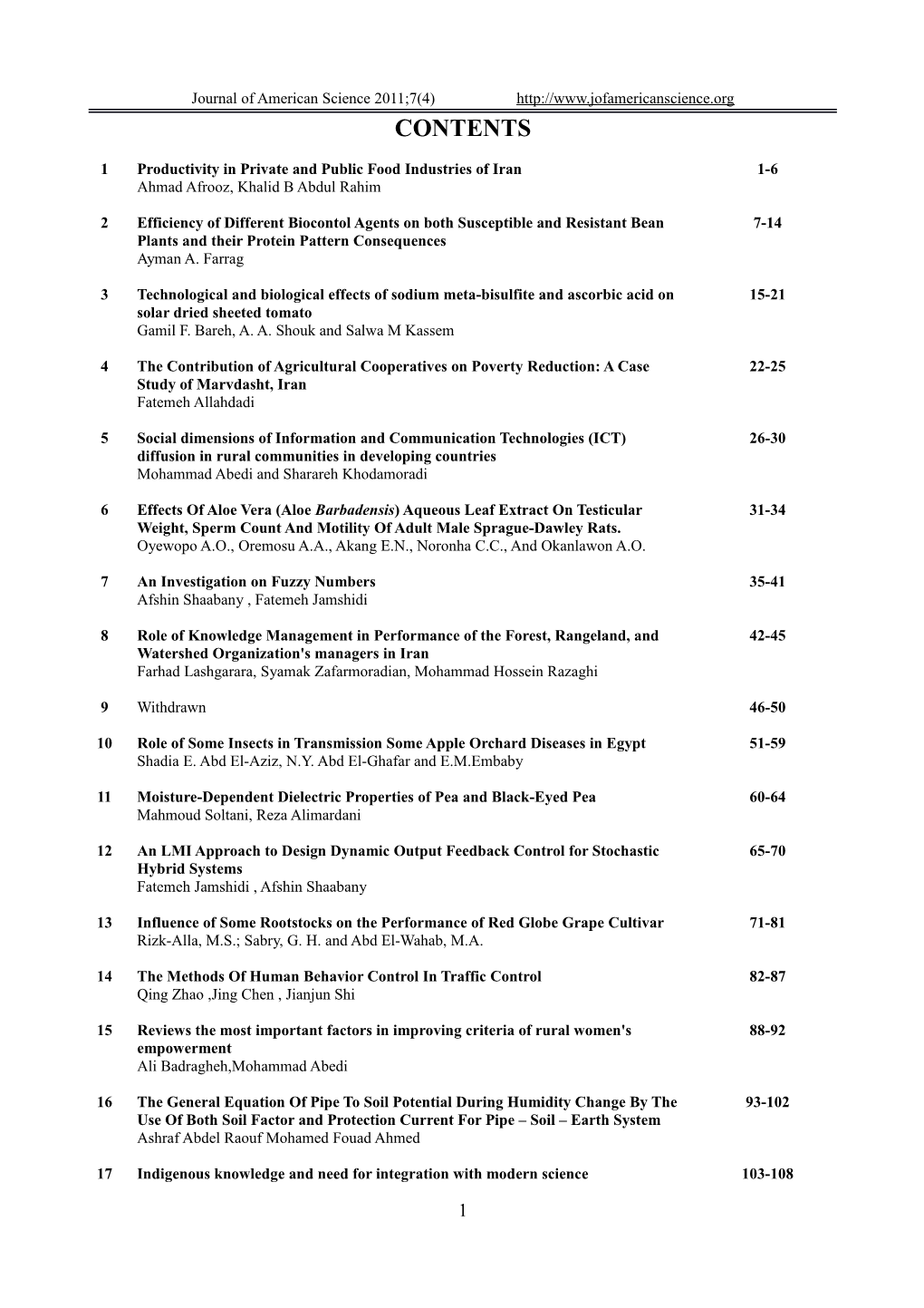 Journal of American Science 2011;7(4)