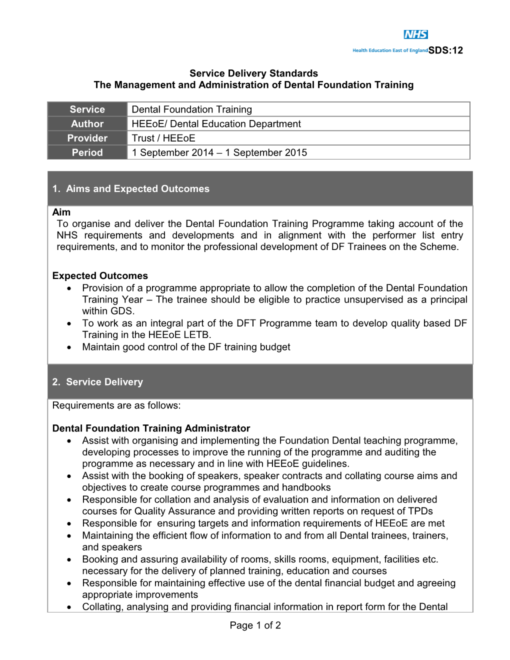 Service Specification Template Guidance Notes for Completion s1