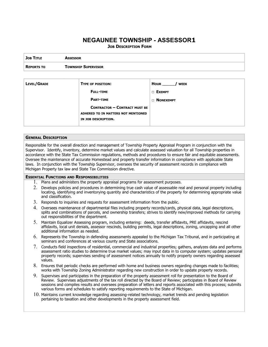 Negaunee Township - Assessor