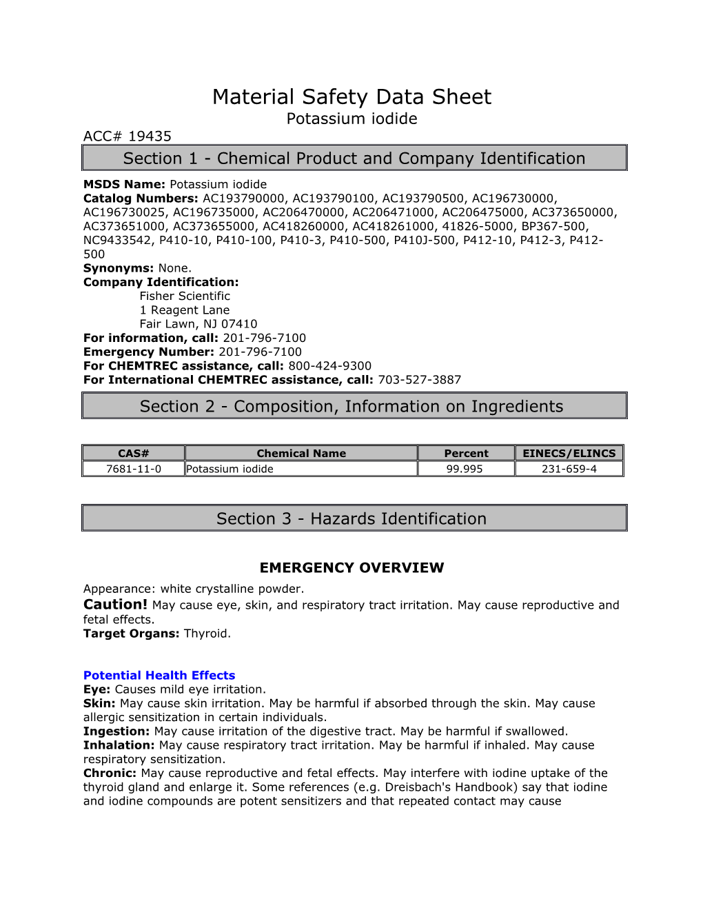 Material Safety Data Sheet s81