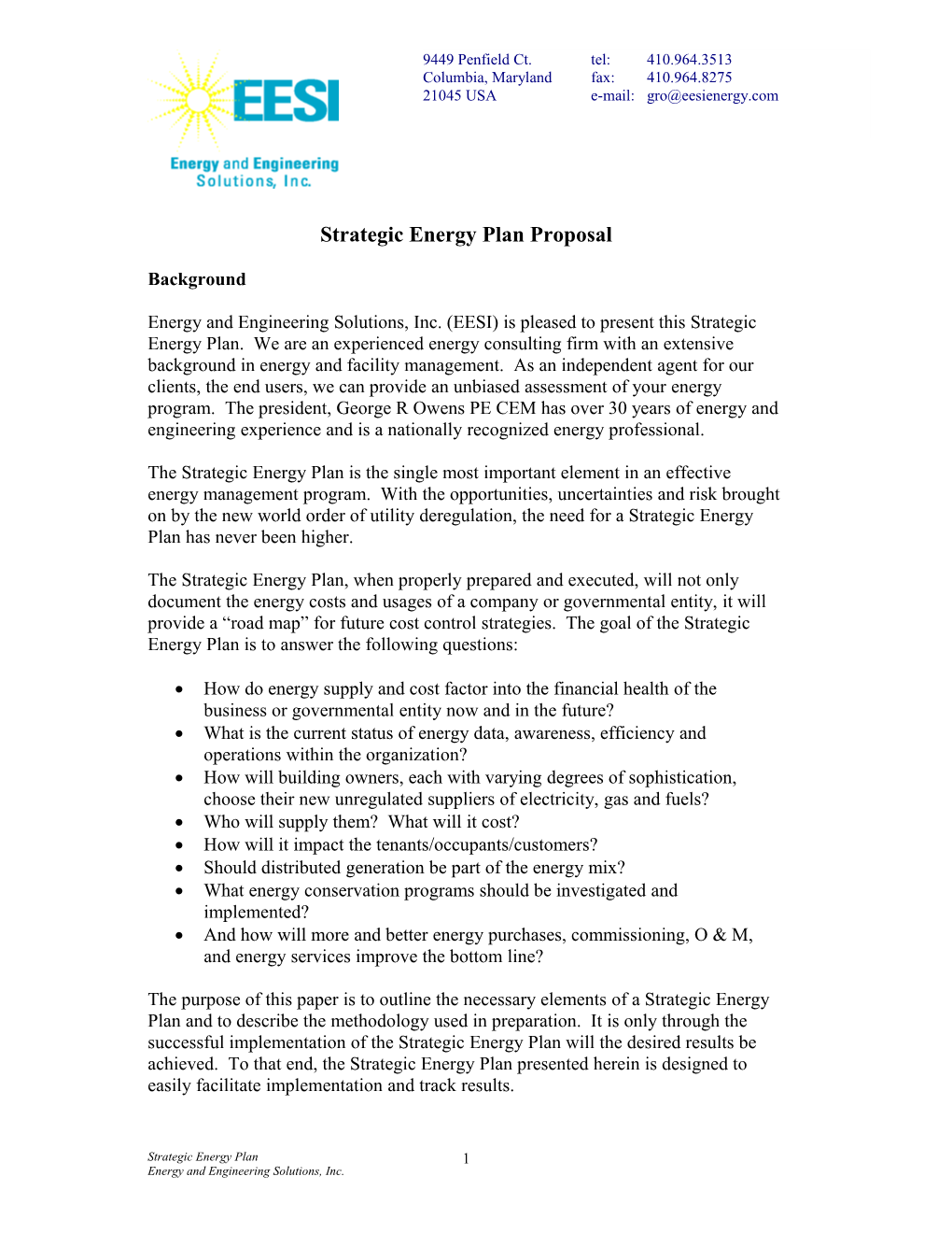 Strategic Energy Plan Proposal