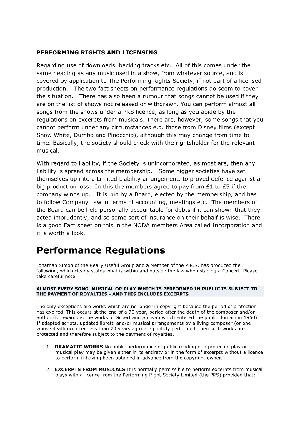 Performing Rights and Licensing