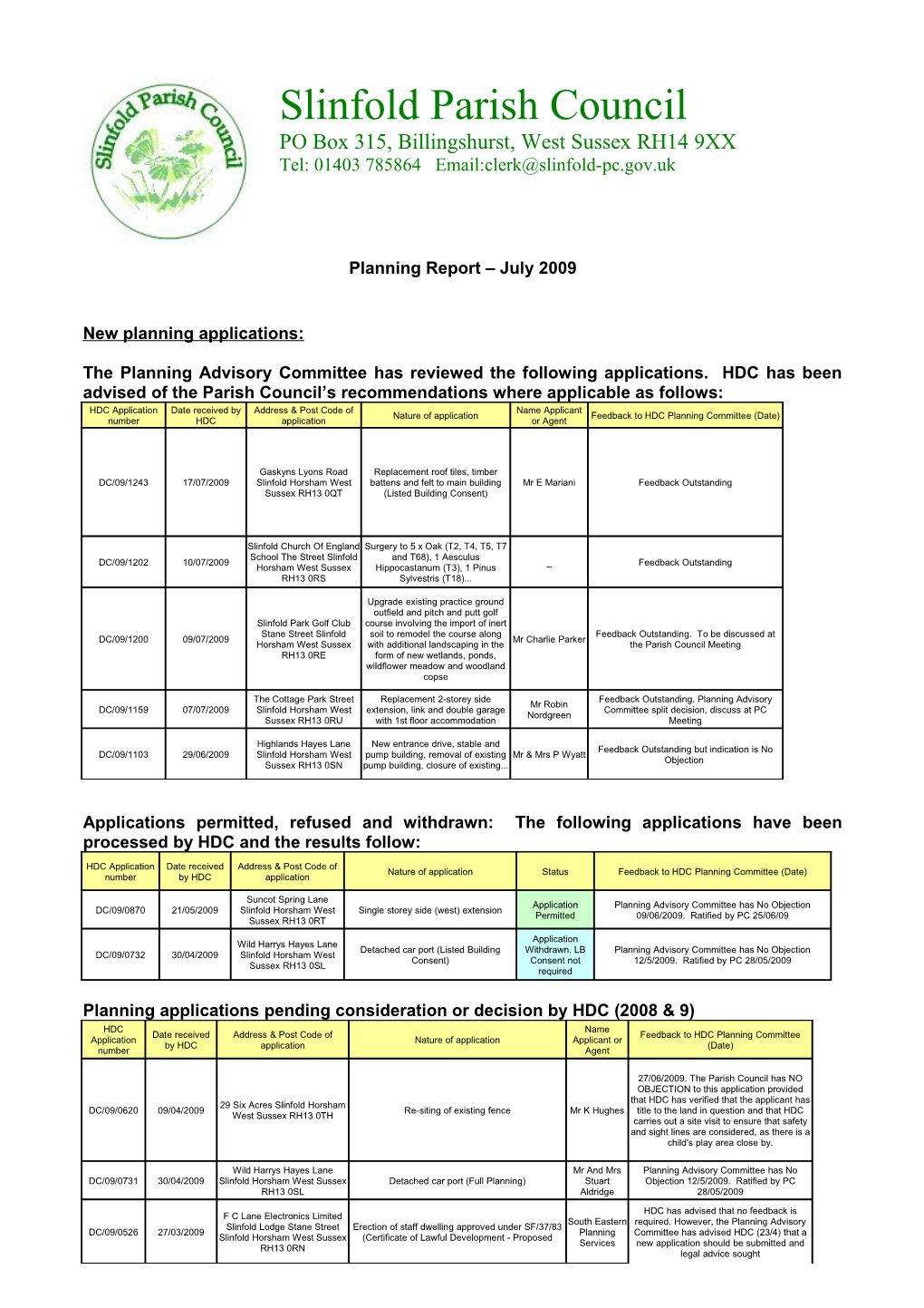 Slinfold Parish Council