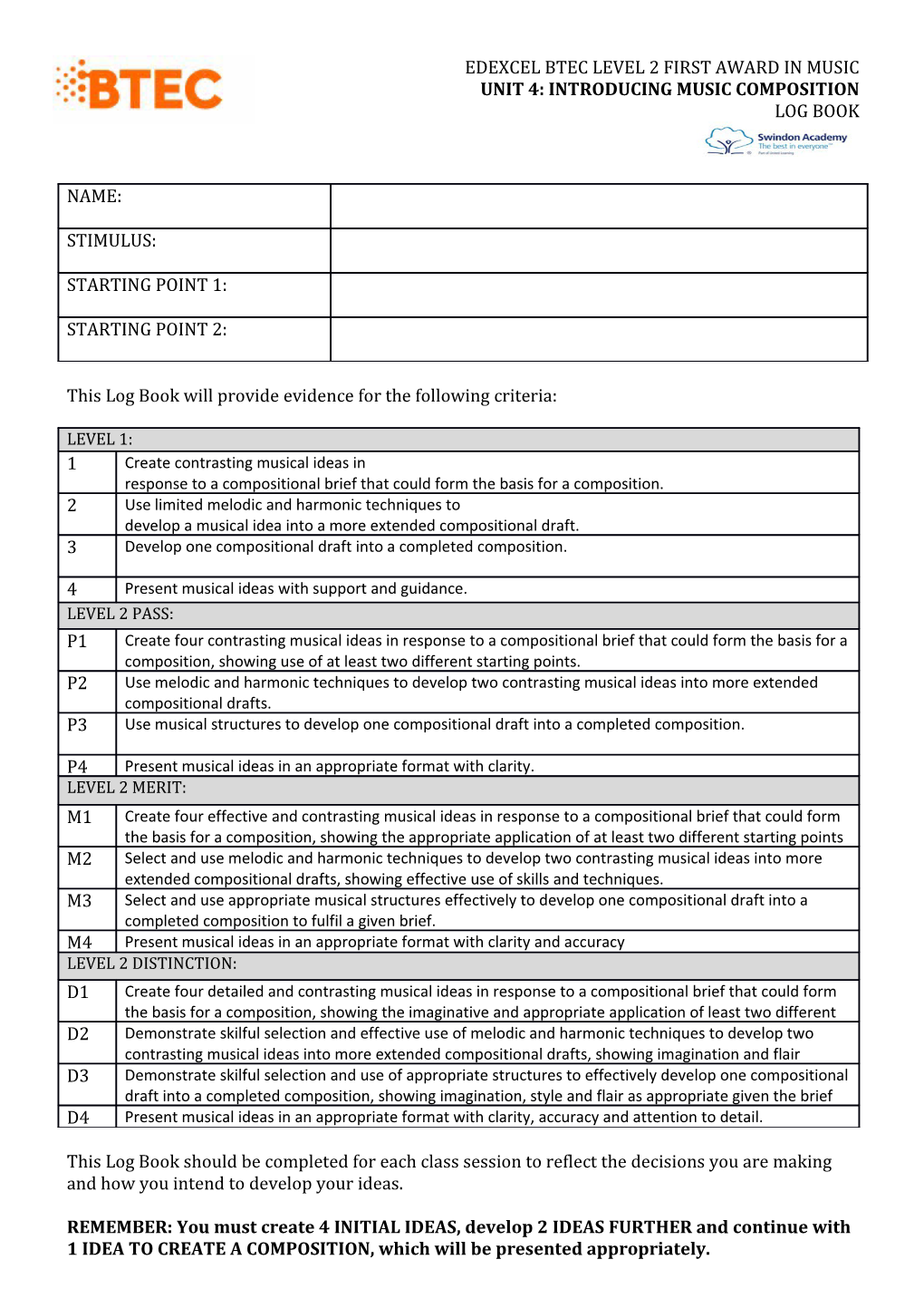 Unit 4: Introducing Music Composition