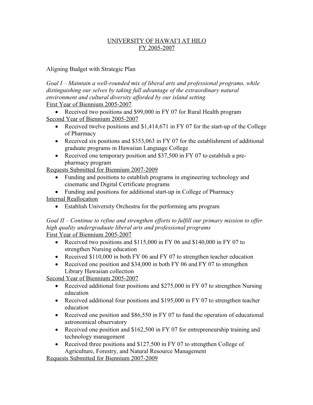 Aligning Budget with Strategic Plan