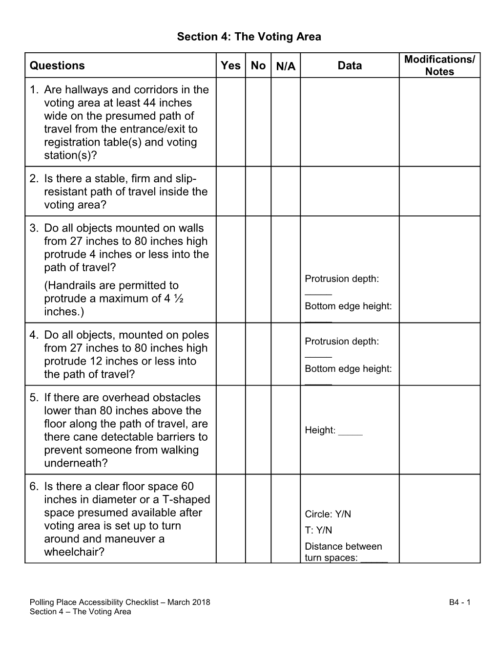 Section 1: Parking Spaces