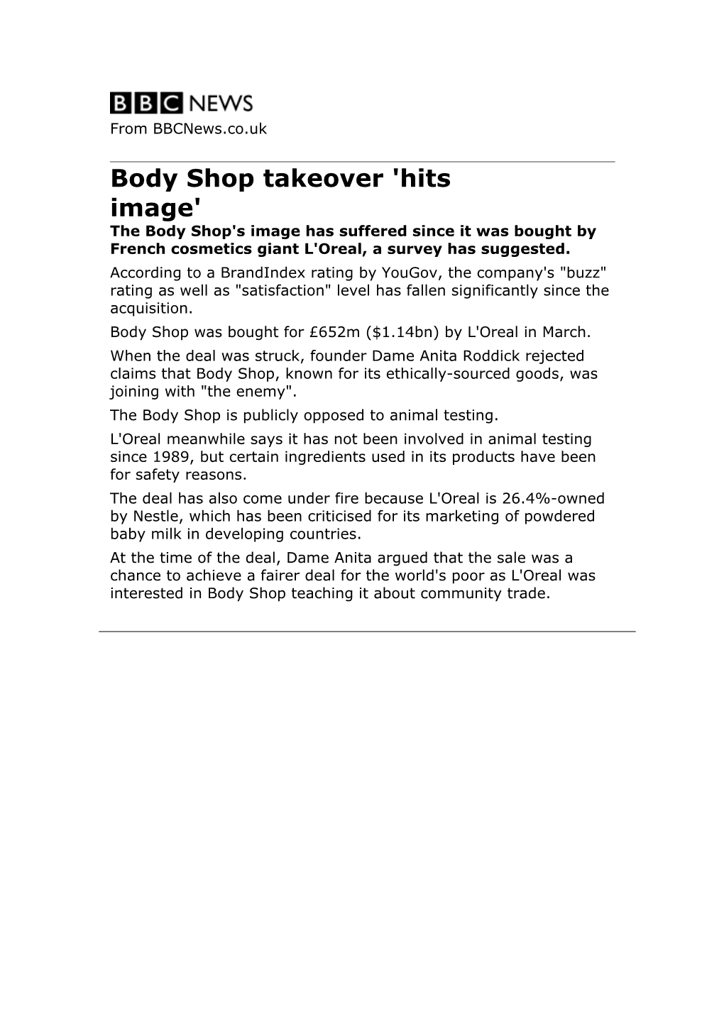 Body Shop Takeover 'Hits Image'