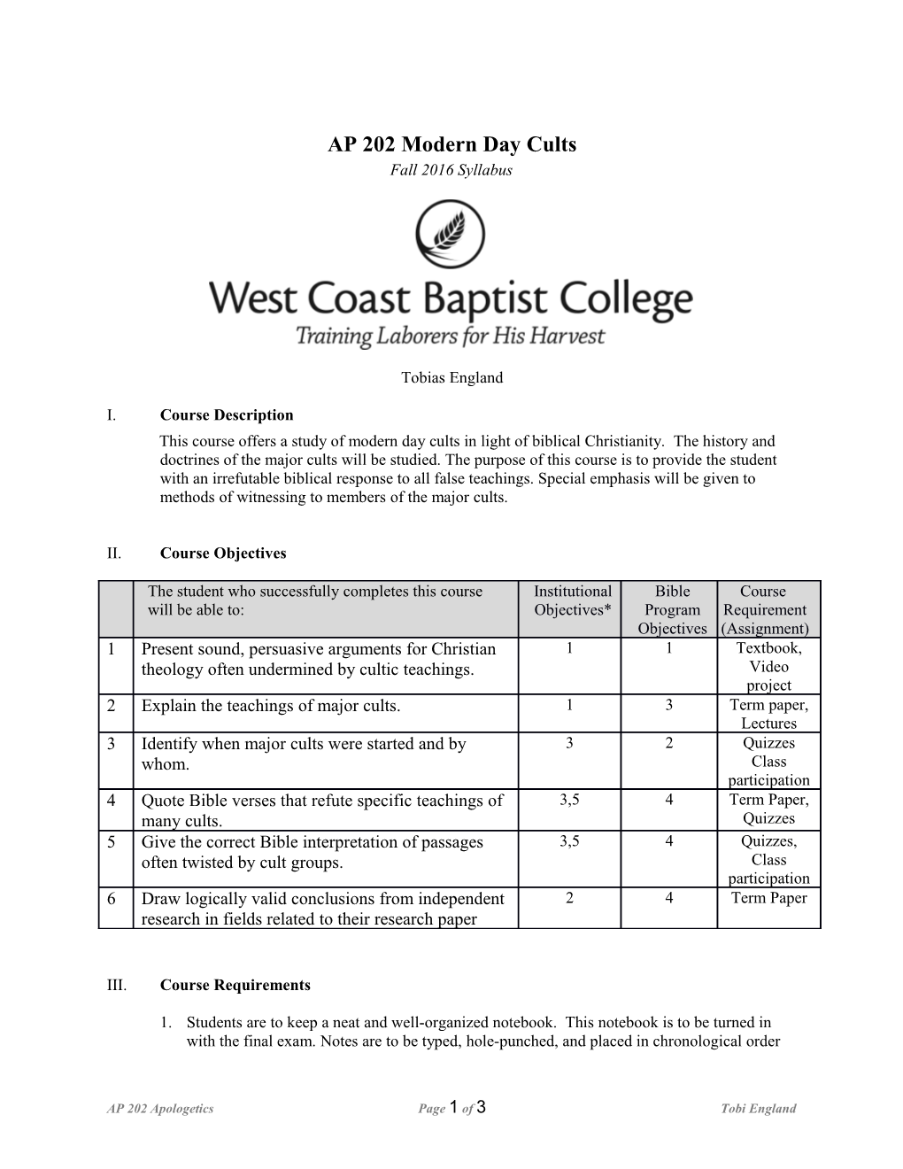 AP 202 Modern Day Cults