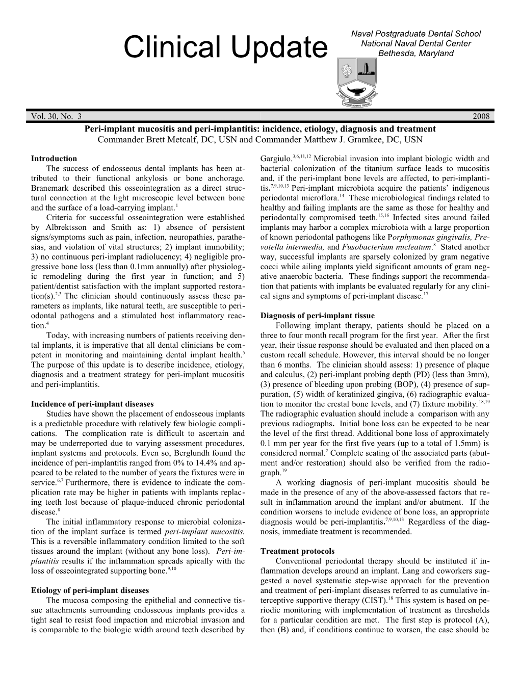 Local Delivery of Chemicotheraputic Agents in Periodontal Therapy