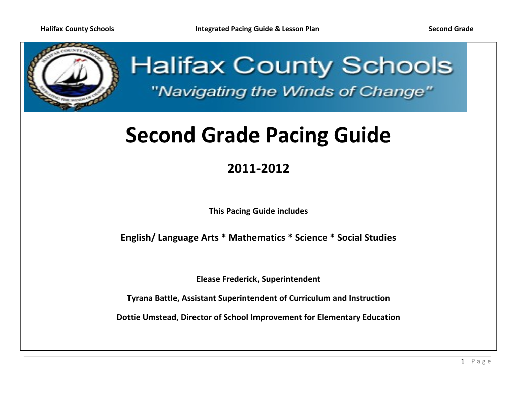 Halifax County Schools Integrated Pacing Guide & Lesson Plan Second Grade