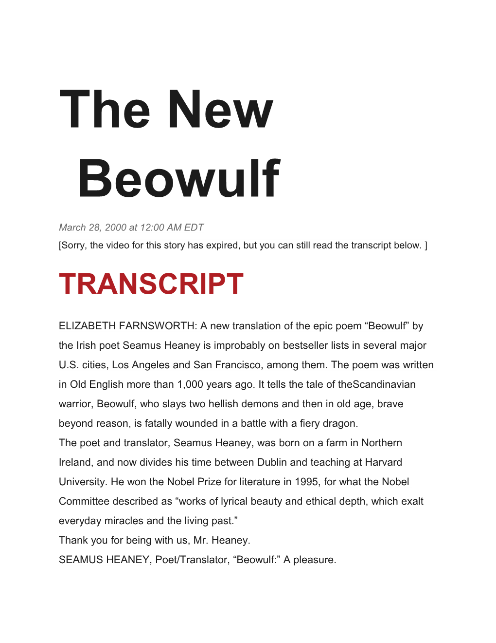 The New Beowulf