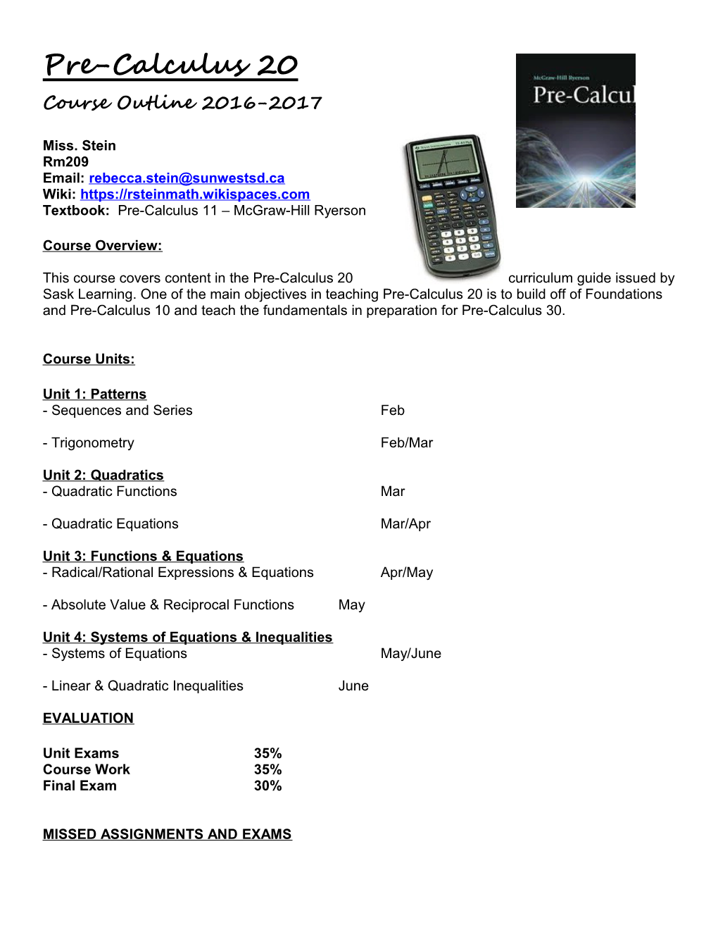 Textbook: Pre-Calculus 11 Mcgraw-Hill Ryerson