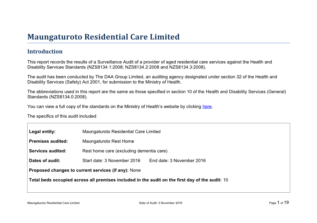 Maungaturoto Residential Care Limited