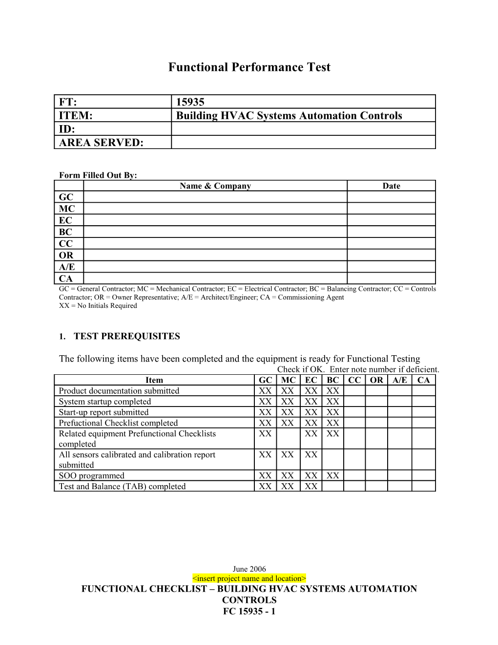 Functional Performance Test