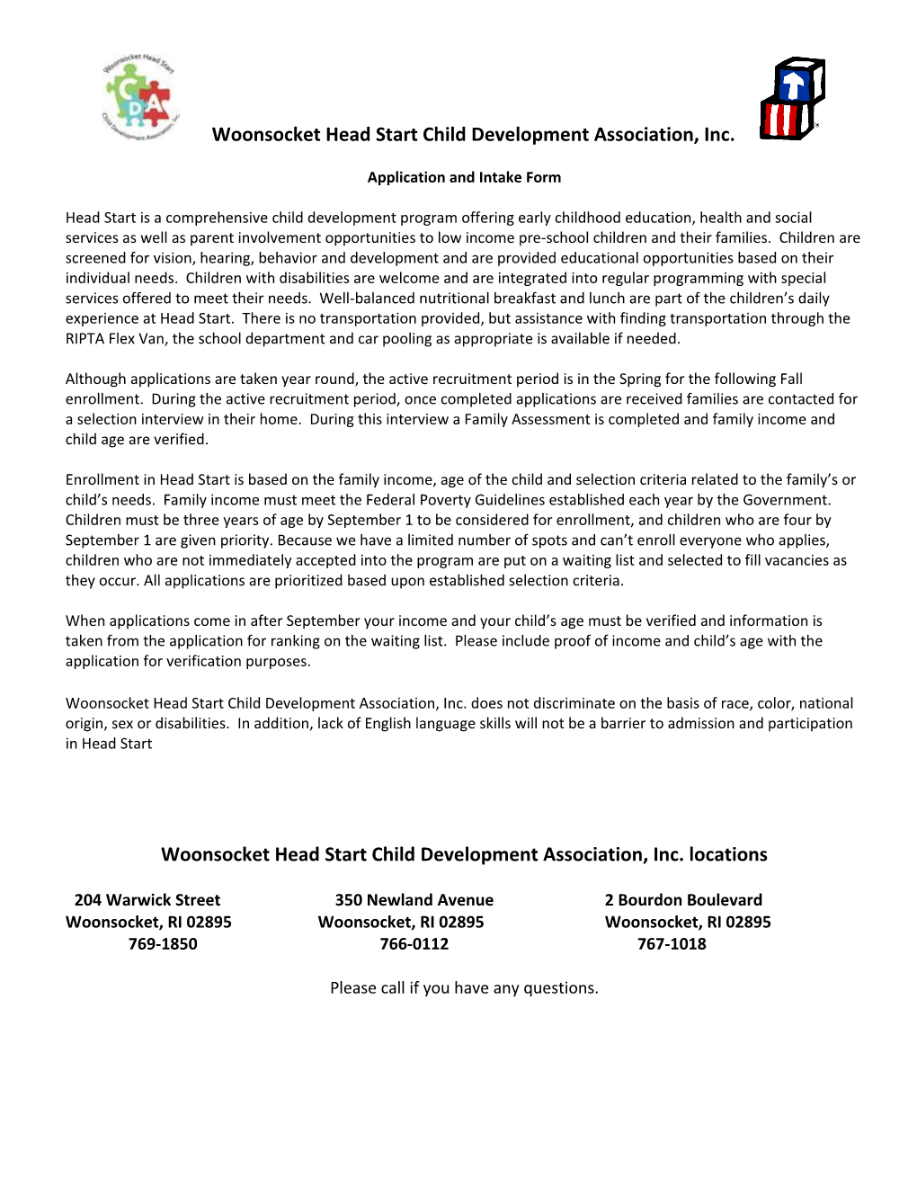 Woonsocket Head Start Child Development Association, Inc