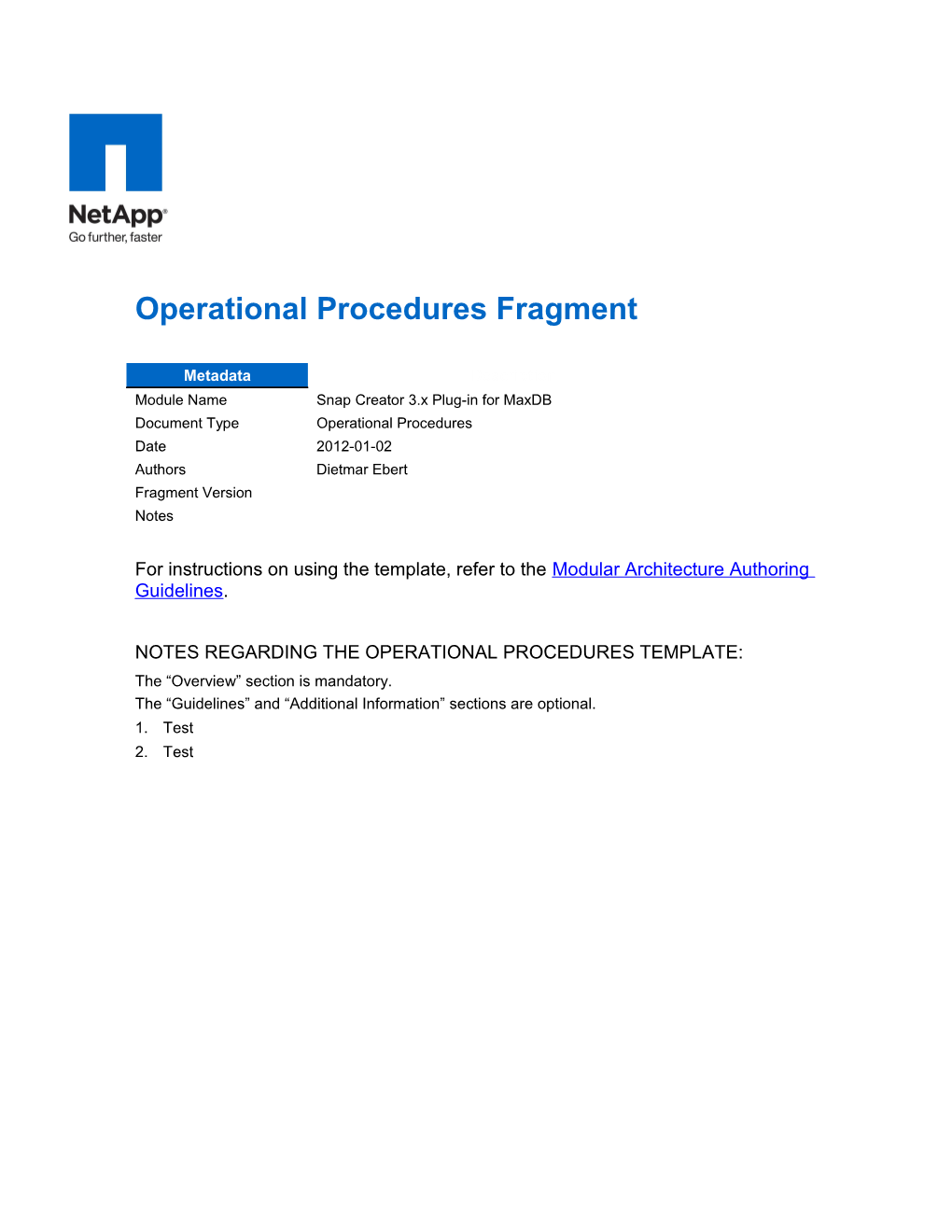 Operational Procedures Template