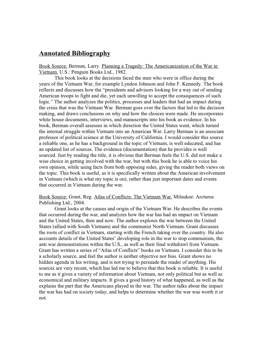 Annotated Bibliography s6