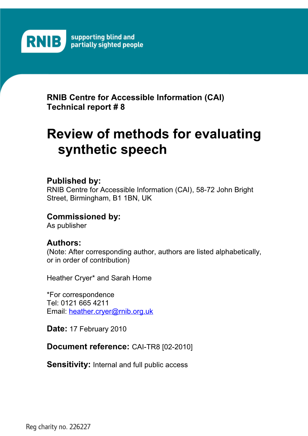 Review of Methods for Evaluating Synthetic Speech