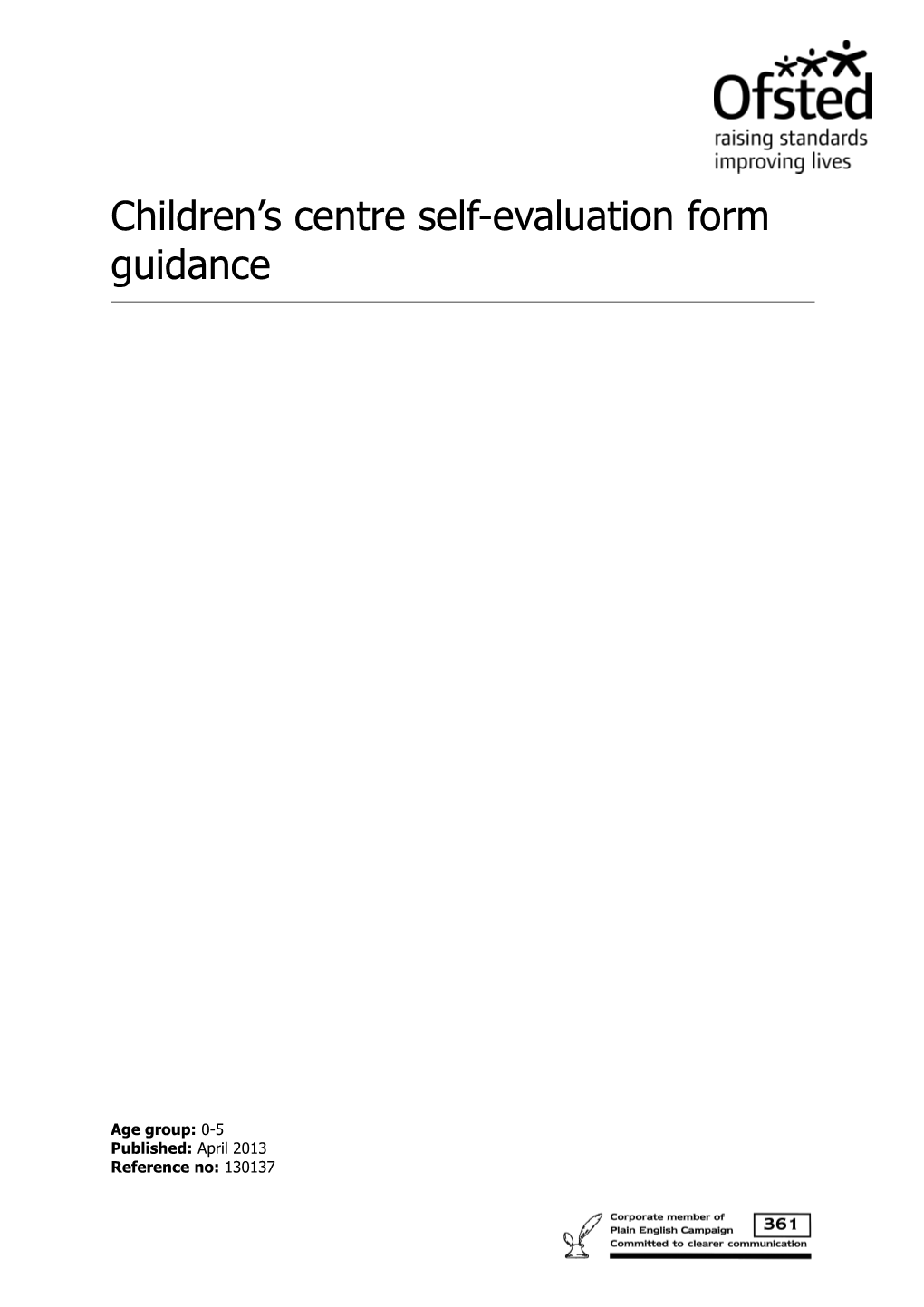 Children S Centre Self-Evaluation Form Guidance