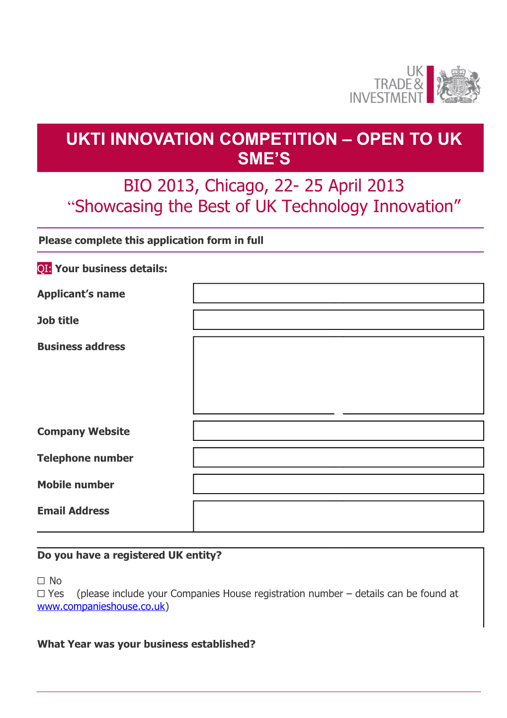 Ukti Innovation Competition Open to Uk Sme S