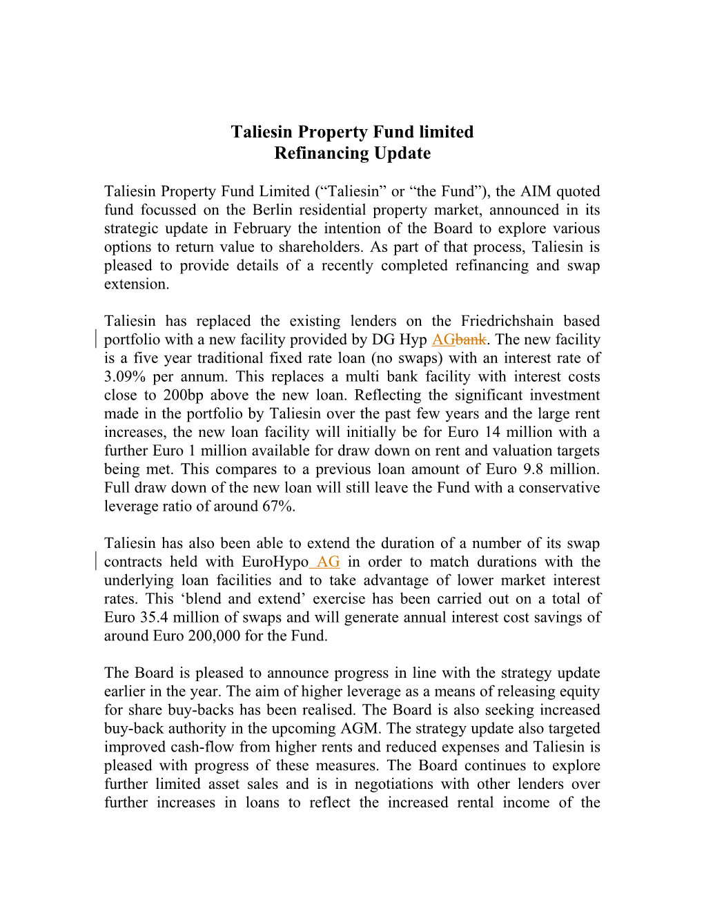 Taliesin Property Fund Limited