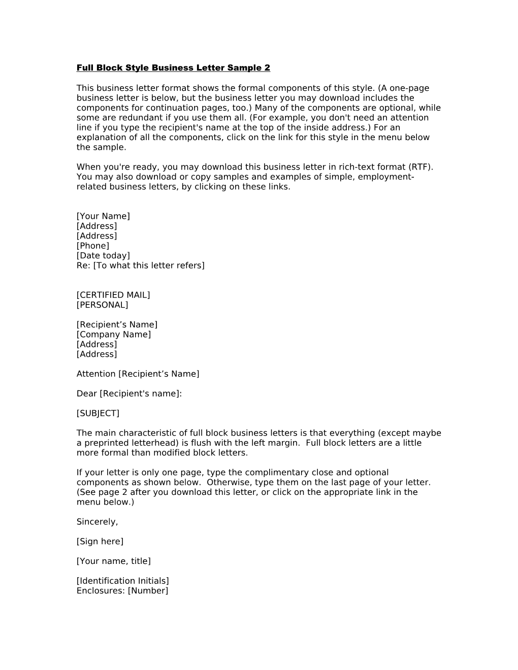 Sample Business Letters