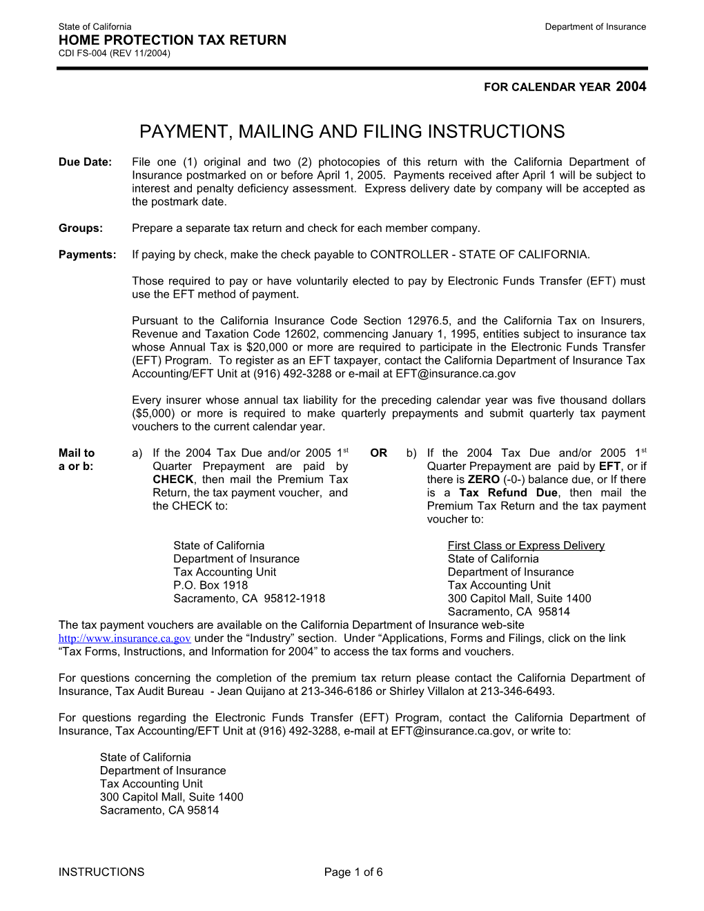 Payment, Mailing and Filing Instructions s3