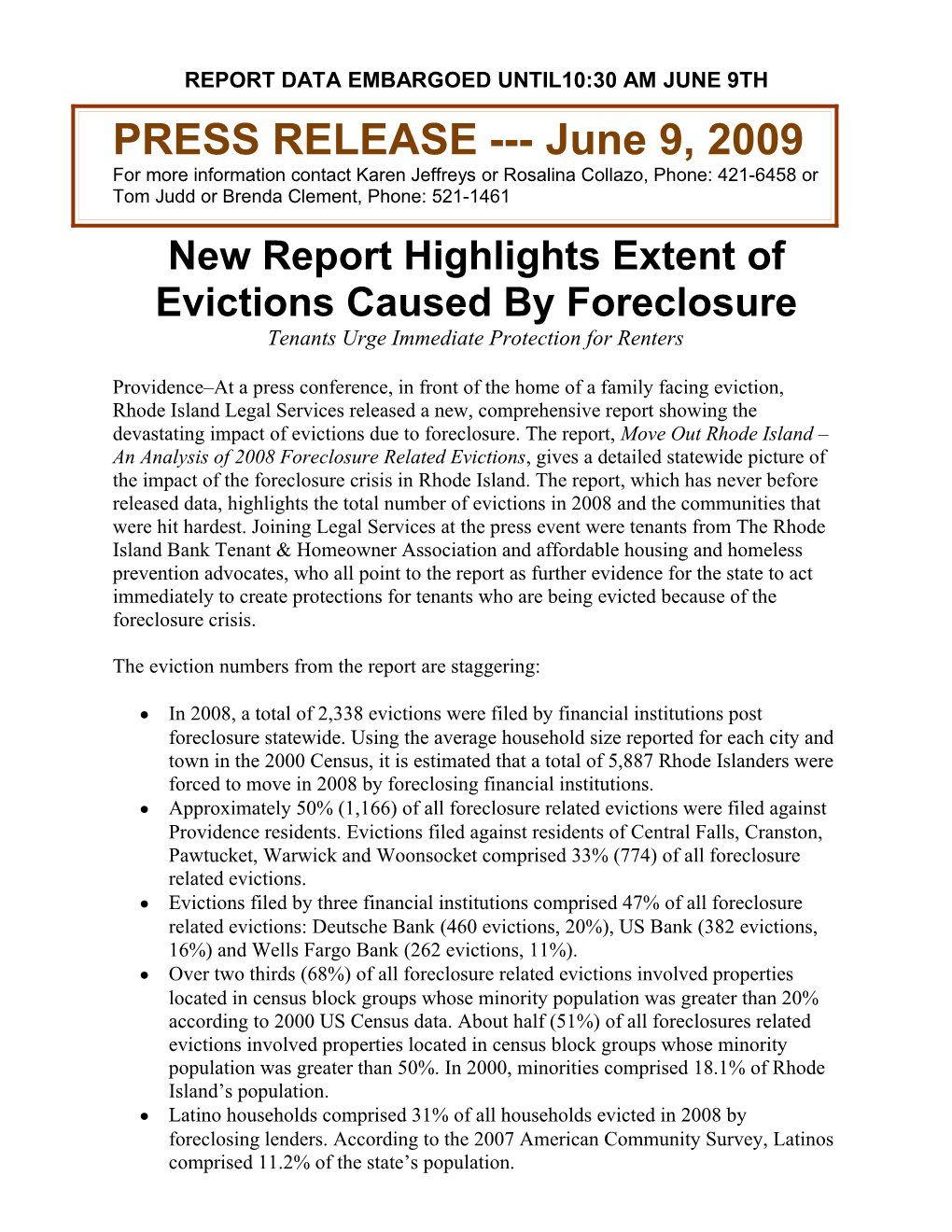 Page 3 . . . New Report Highlights Extent of Evictions
