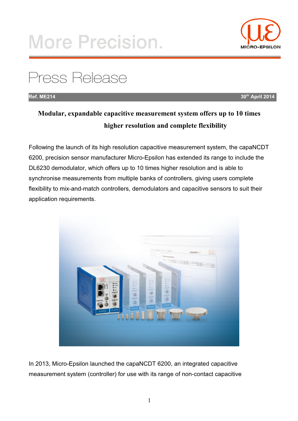 Modular, Expandable Capacitive Measurement System Offers up to 10 Times Higher Resolution