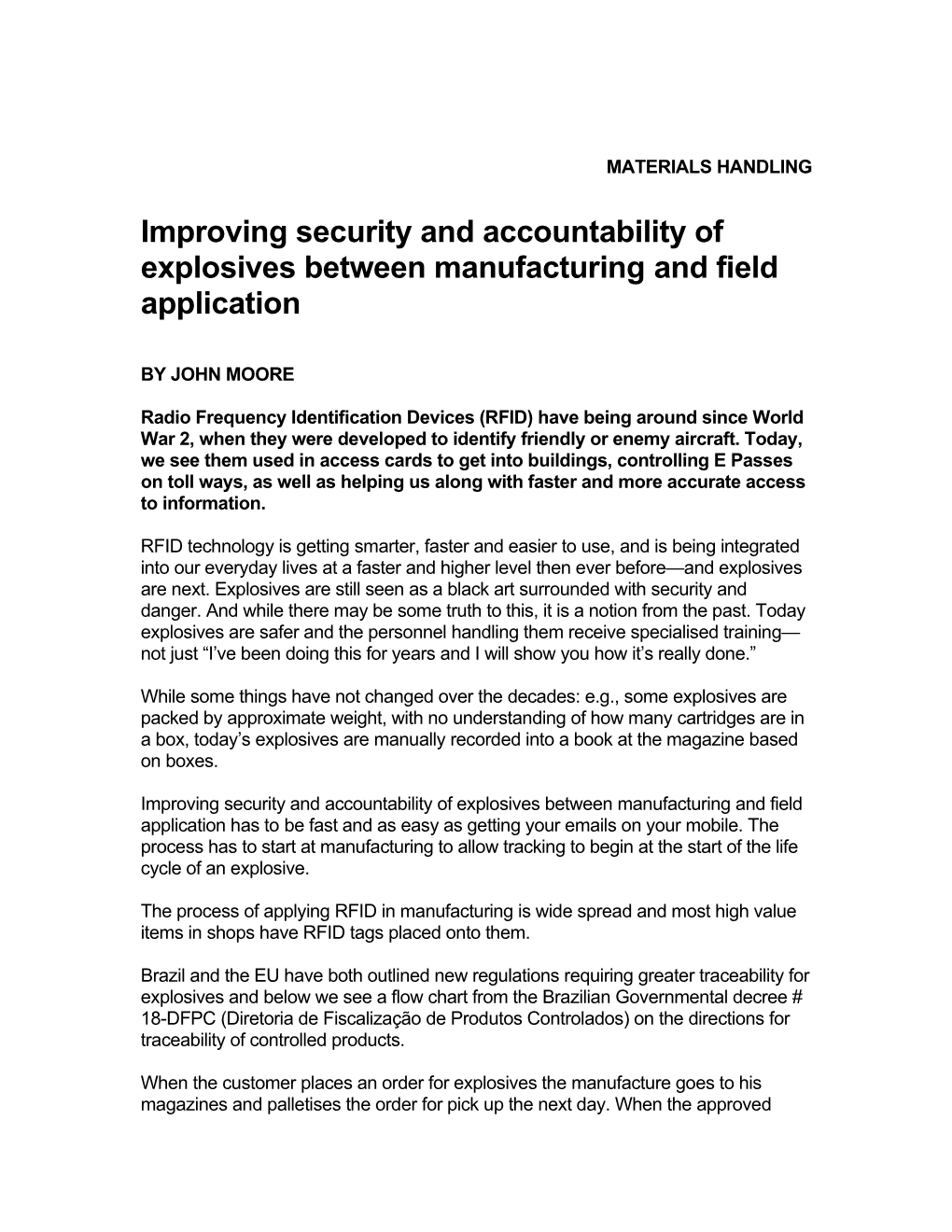 Improving Security and Accountability of Explosives Between Manufacturing and Field Application