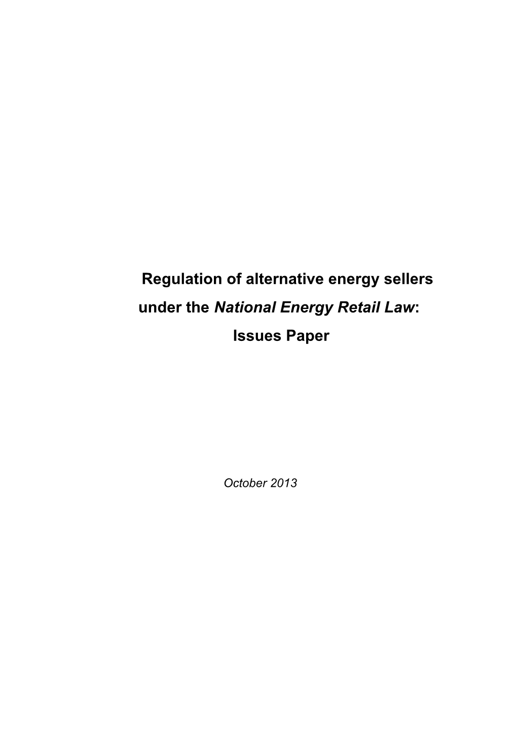 Regulation of Alternative Energy Sellers